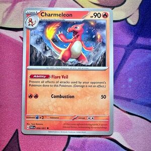 charmeleon (008/091) - uncommon — pokémon: paldean fates